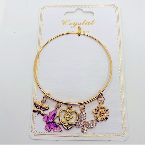 Bracelet Butterfly Crystal in gold tone! PRETTY - Picture 8 of 12